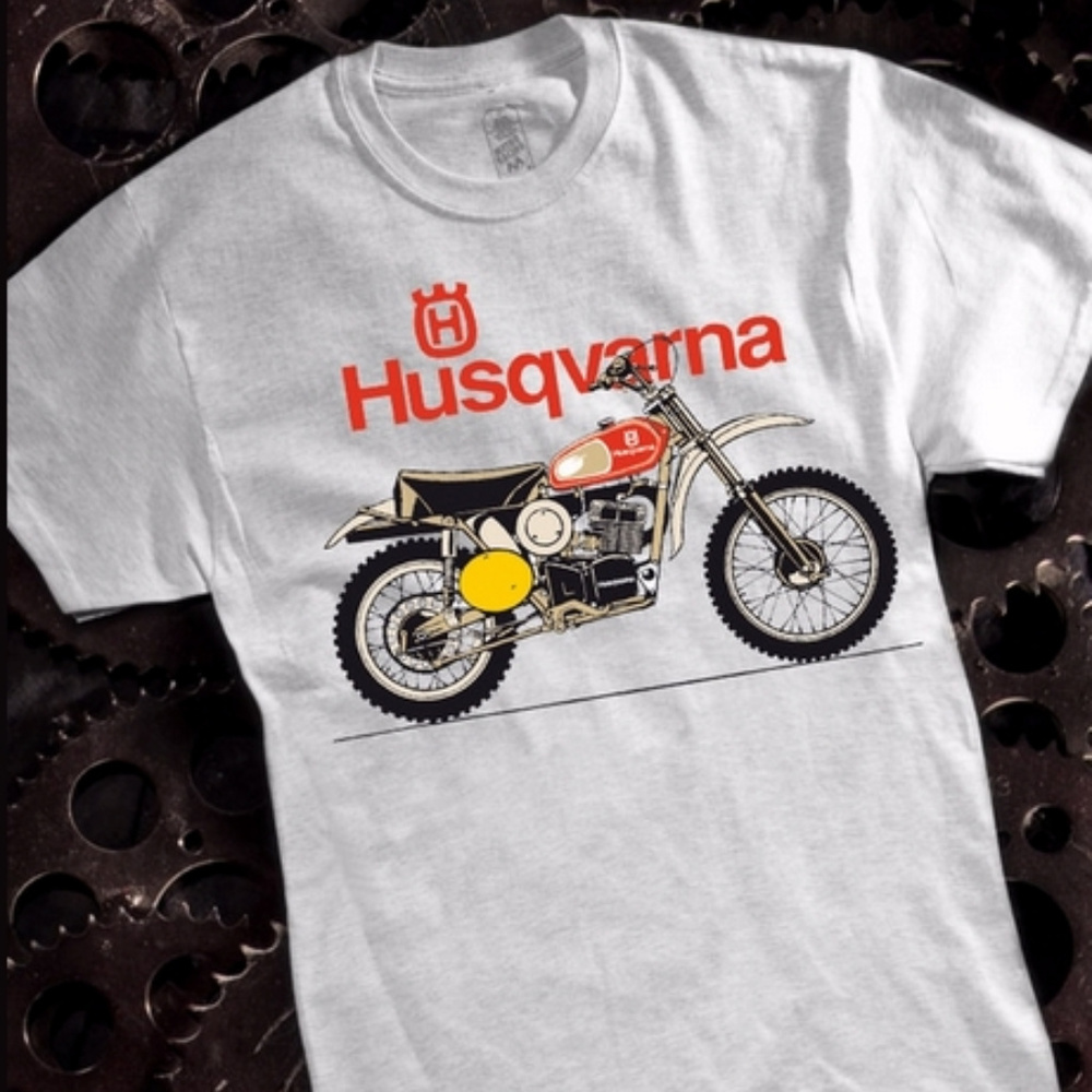 Husqvarna Vintage Gray Short Sleeve T-Shirt Metro Racing  - NEW Fast Ship